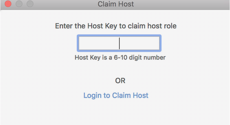 Screenshot of the 'enter key' form in the Zoom interface